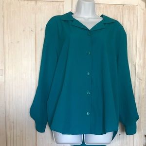BonWorth High low Teal Buttoned Up Blouse